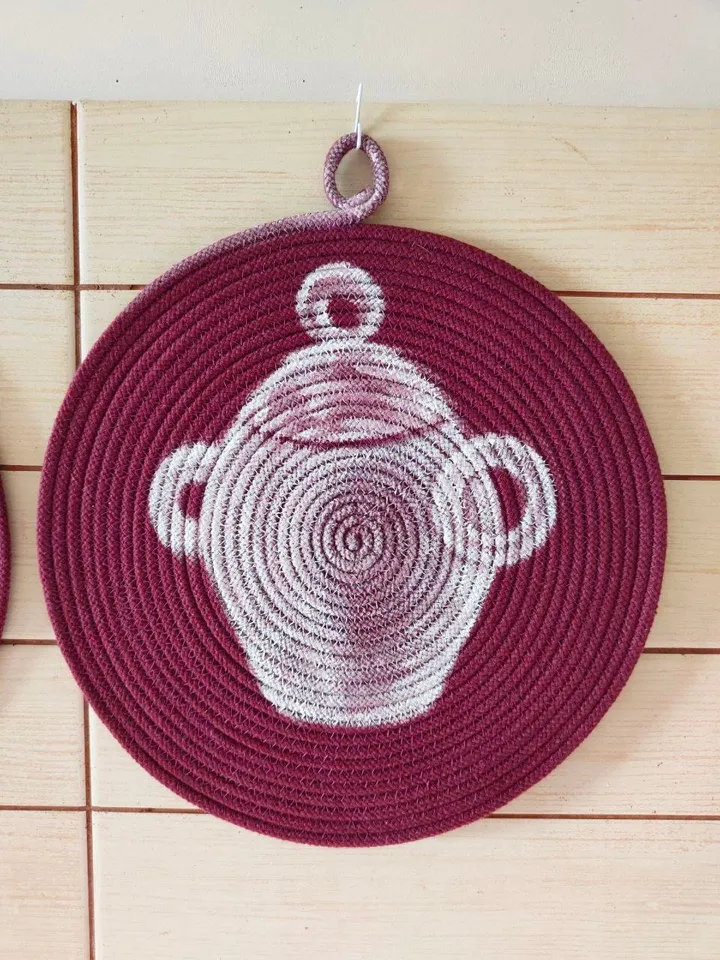 porcelain wall art,set of 3,macrame wall hanging,quilted amphora,burgundy decor,burgundy napkin,coaster,sorority wall art,cloth placemat set