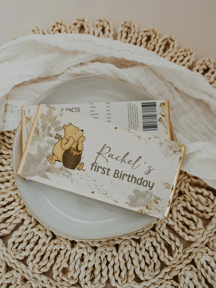Winnie the Pooh Chocolate Wrapper; Winnie the Pooh 1st Birthday; Printable Chocolate Wrap;  Pooh Party Decoration;Chocolate Bar Wrapp Wg4