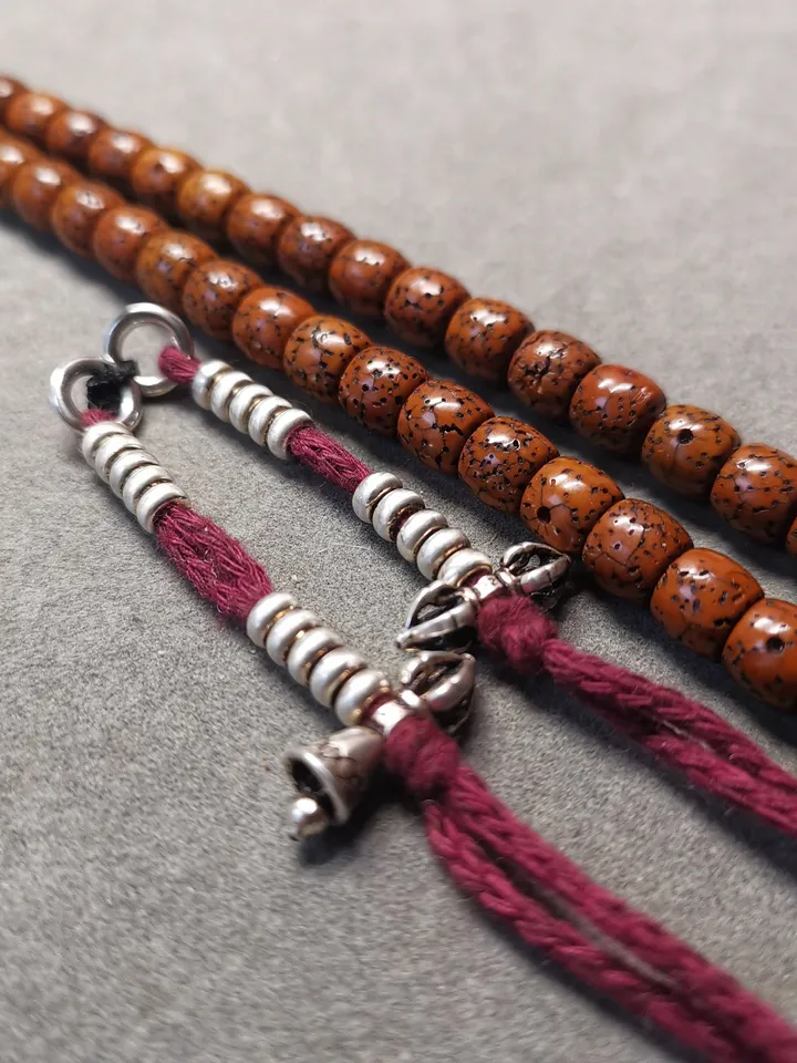 Gandhanra Handmade Tibetan Sterling Silver Mala Counters,Prayer Bead Accessories,with Dorje Vajra Pendant