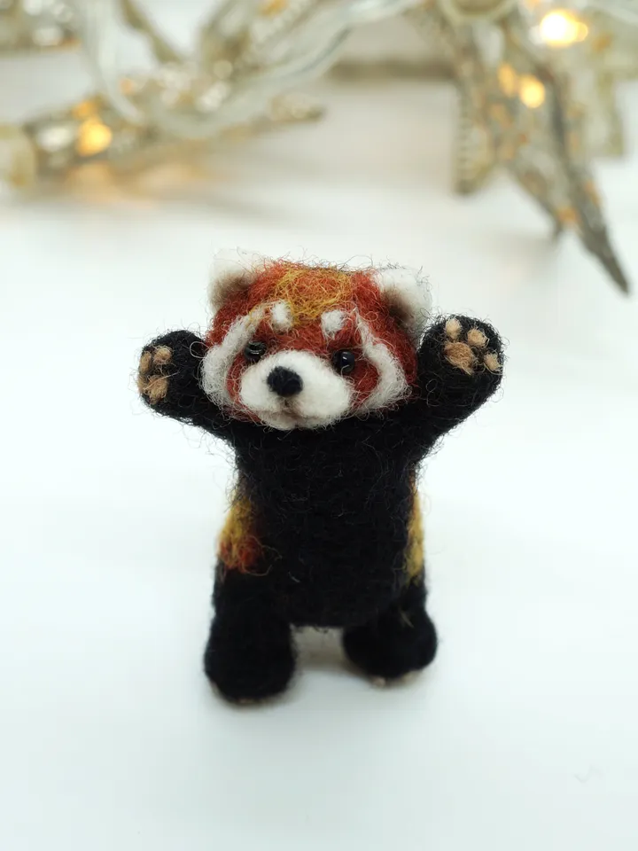 Bao Bei the fire fox, miniature needle felted red panda, made to order