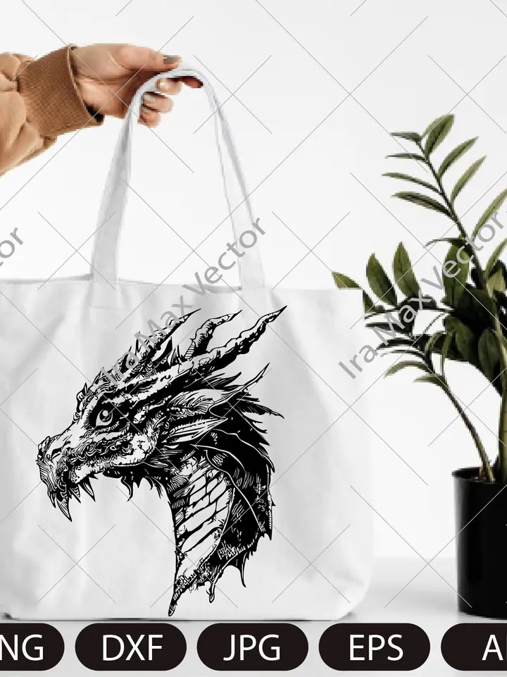 Dragon face svg, dragon portrait svg, dragon head svg, dragon vector, instant digital download
