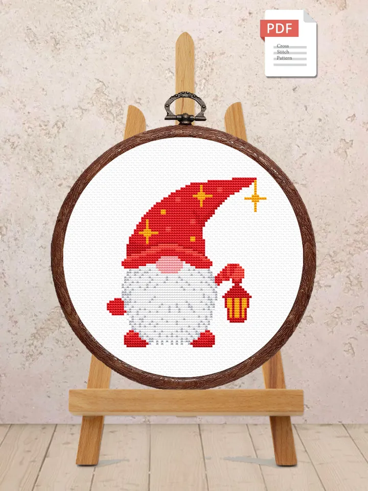 Christmas Gnome Cross Stitch Pattern, Merry Christmas Cross Stitch Pattern, Christmas Decoration, Christmas Pattern #hld024