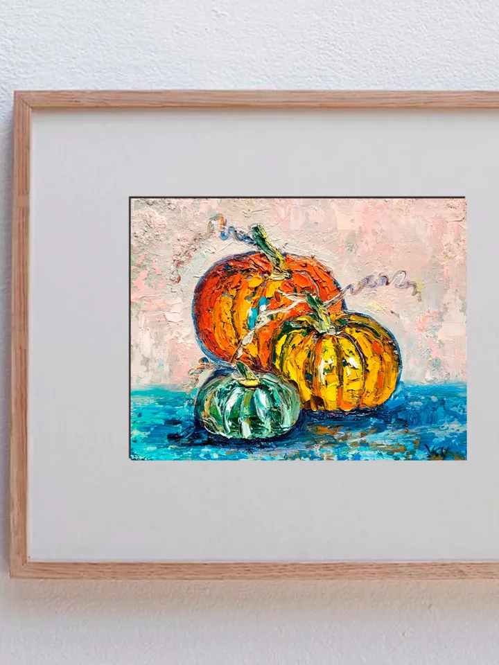 Pumpkin Painting Vegetable Painting Original Art Impasto Oil Painting 7x9 Farmhouse Art Thanksgiving Art Halloween Gift Kitchen Wall Art by ArtFromVictoria