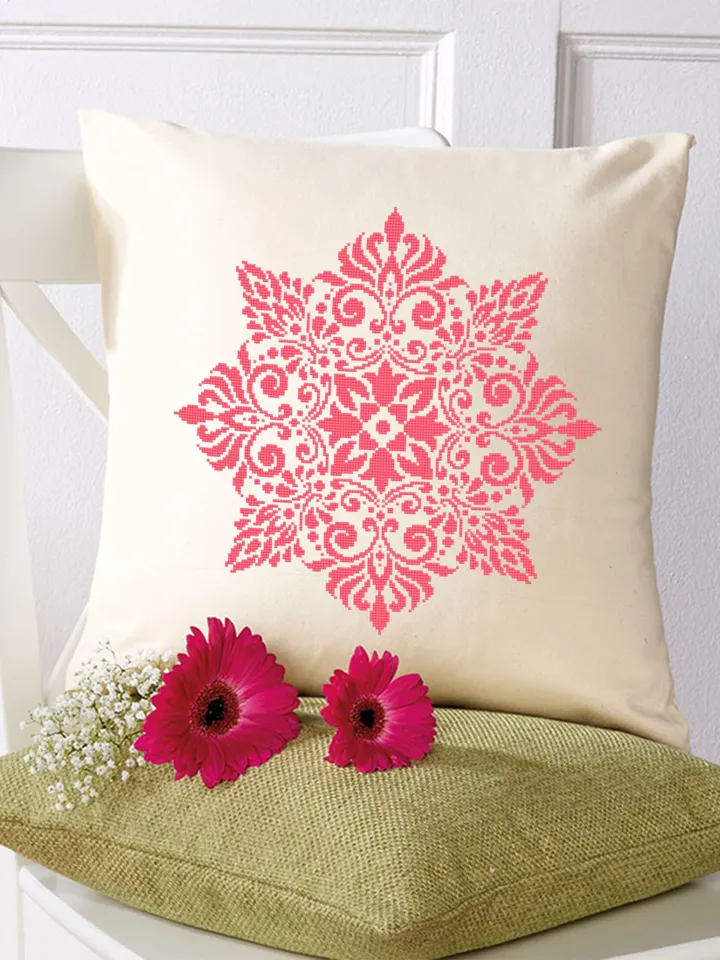 Flower mandala cross stitch pattern PDF download Monochrome cross stitch chart, Simple mandala pattern digital PDF, Mandala ornament #M258