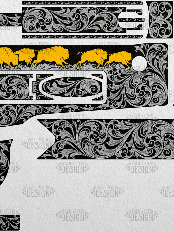VECTOR DESIGN Winchester 1886 Buffalo and scroll