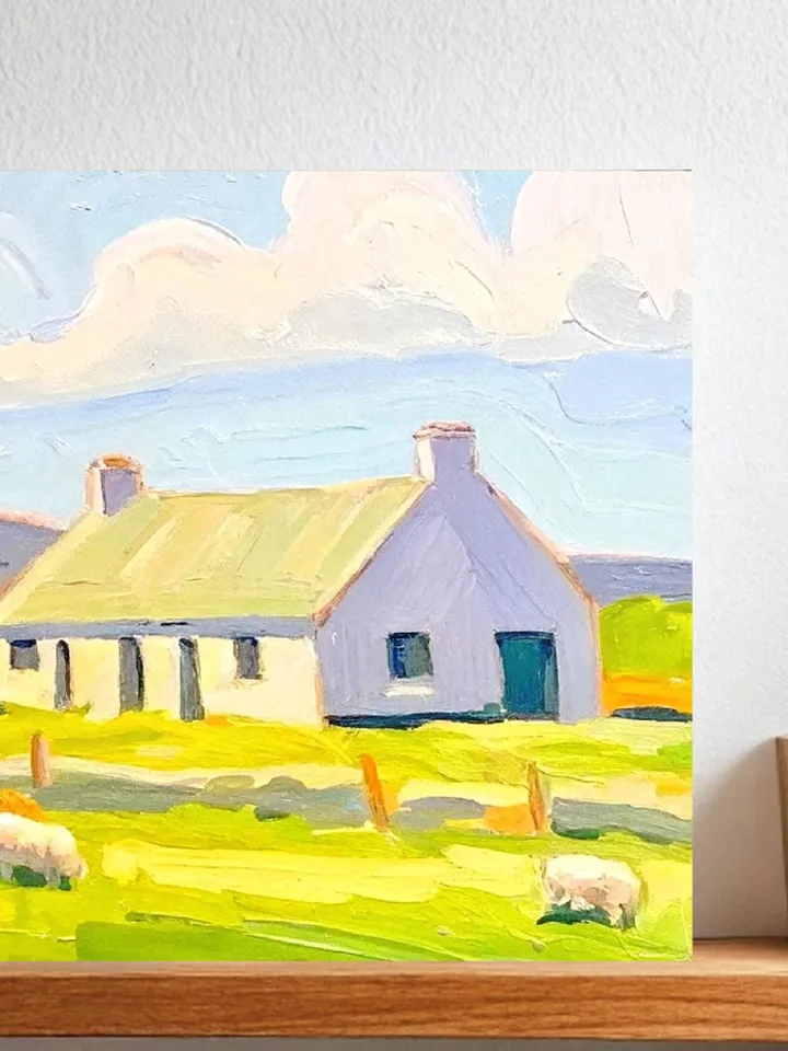 Ireland Painting Irish Cottage Original Art Sheeps Painting Landscape Impasto Oil Painting Farm Impressionist Art Gift by ArtProkopaloSv