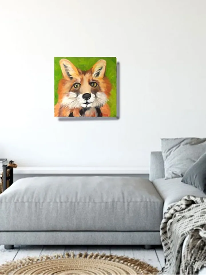 Fox Original Painting Animal Oil Art Fox Wildlife Wall Art