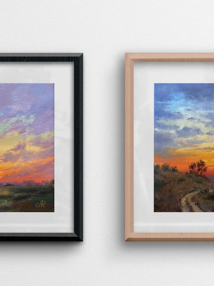 Sunset Oil Painting Original Art Sunset Landscape Painting