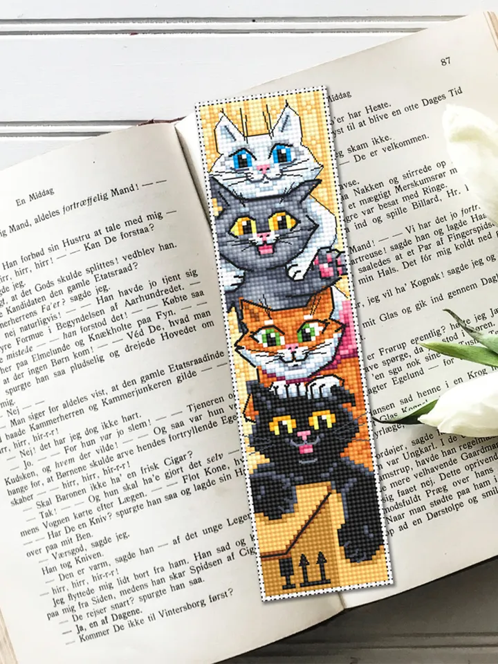Cat bookmark cross stitch pattern PDF Cute kitties pattern, Handmade bookmark digital download, Cat cross stitch chart, Cat lover gift #B100