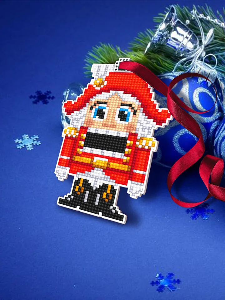 Nutcracker cross stitch pattern PDF download Double-sided Christmas tree decor for plastic canvas, Nutcracker ornament cross stitch #N100