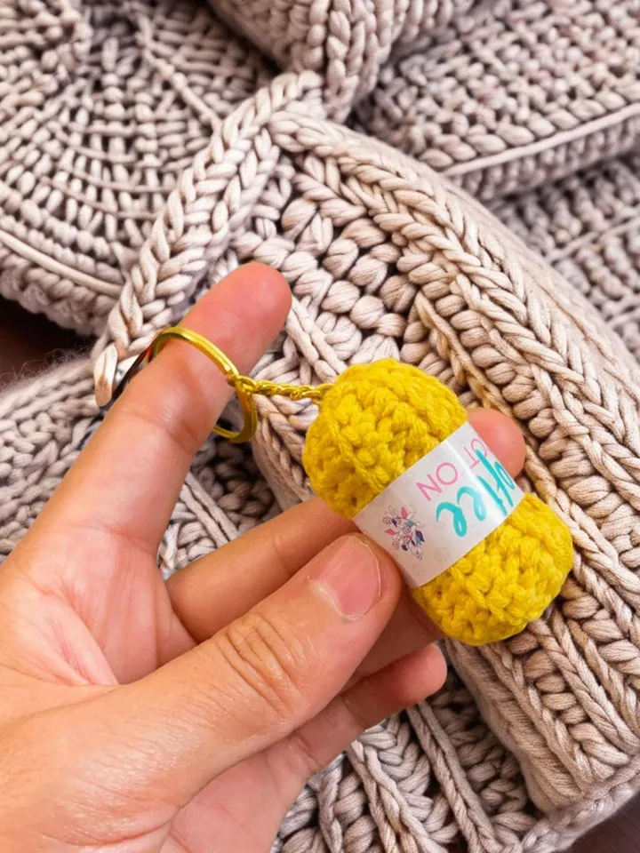 Crochet Keychain Tutorial - Mini Crochet Yarn Ball Ornament for Crochet Lovers - Inspirational Crochet Keychain Ideas
