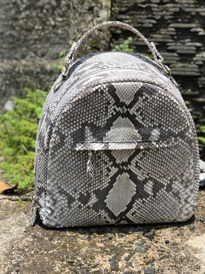 Women Python Skin Backpack | Genuine Python Skin Backpack | Exotic Leather Bags | Summer Snakeprint Backpack | Women Sport Shick Backpack