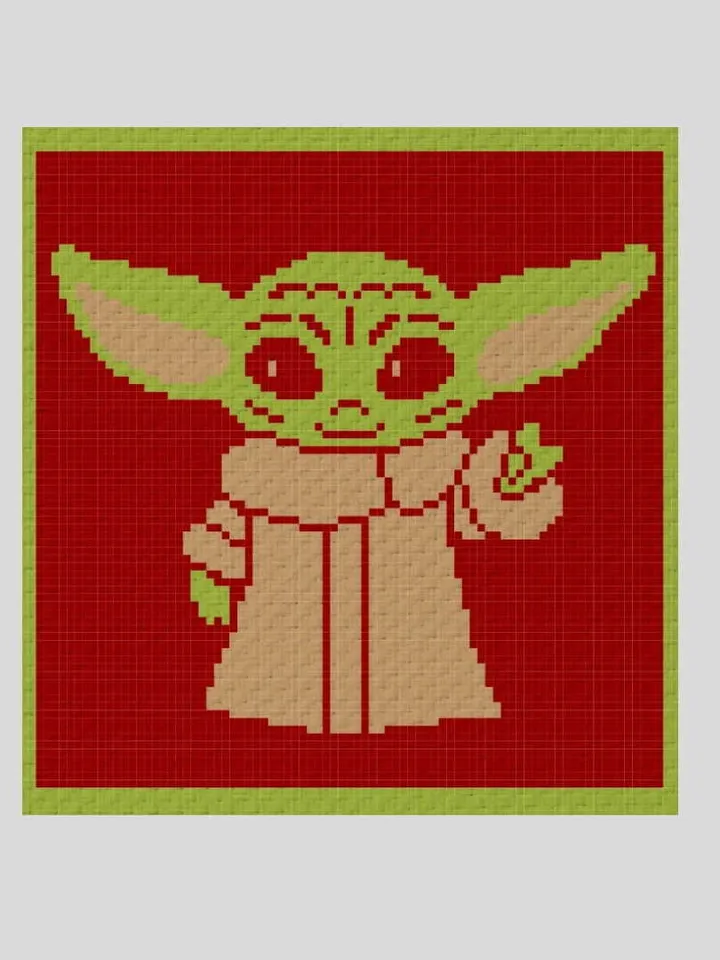 Crochet C2C Baby Yoda graphgan blanket pattern