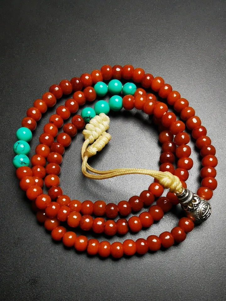 Gandhanra Hand-carved Tibetan Yak Bone Mala Beads Necklace,Small Prayer Beads Bracelet for Women
