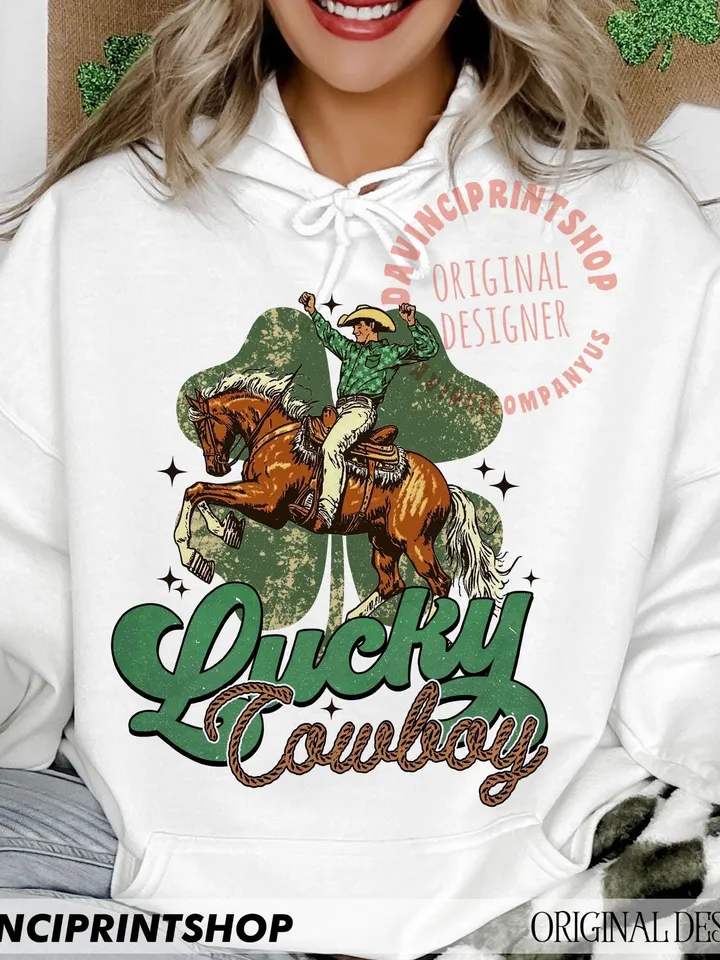 Western St Patrick’s Day png, Cowgirl Western png, Lucky Shamrock png, St Patrick’s png, Western png, Lucky Western png, Lucky png design
