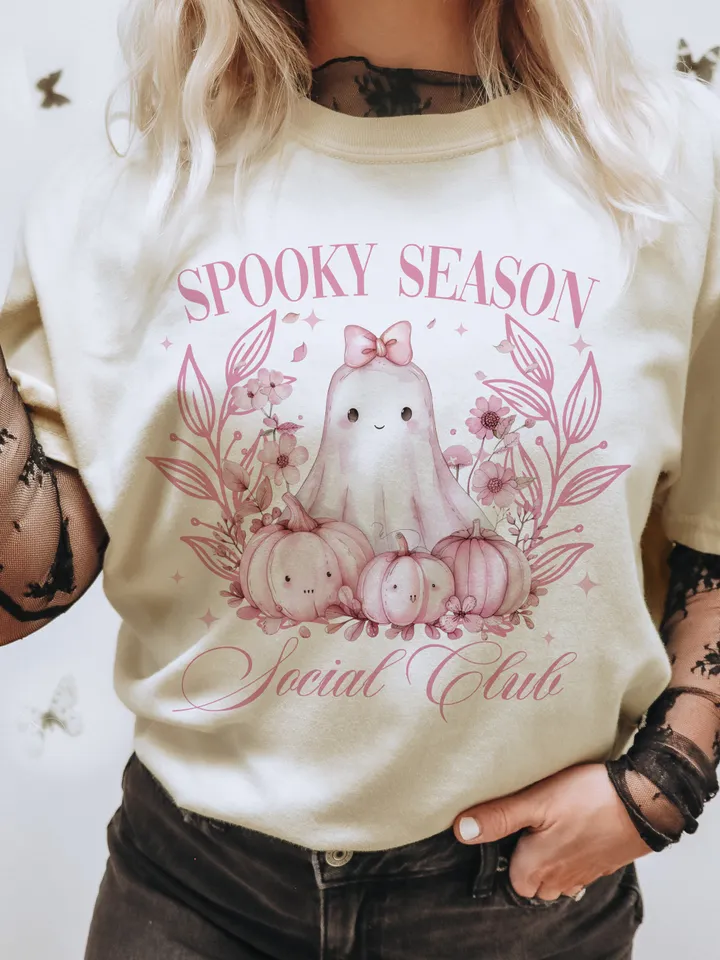 Halloween Cute Ghost png, Social Club png, Spooky Coquette Bow Halloween png, Halloween png, ghost png, Spooky Season png, Coquette png