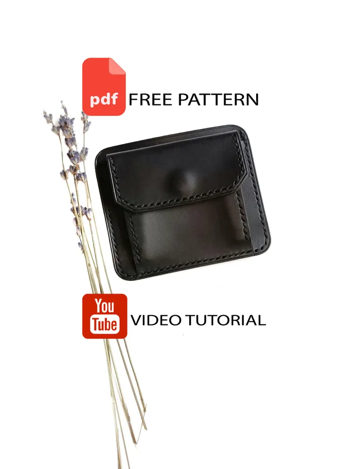 Free PDF pattern of a cardholder with a coin pocket.
