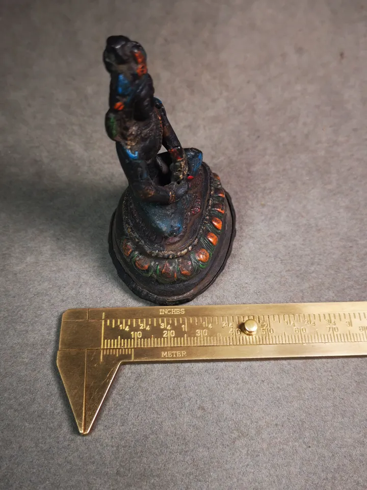 Gandhanra Antique Colored Tibetan Statue,Amitayus,Buddha of Longevity,80 Years Old