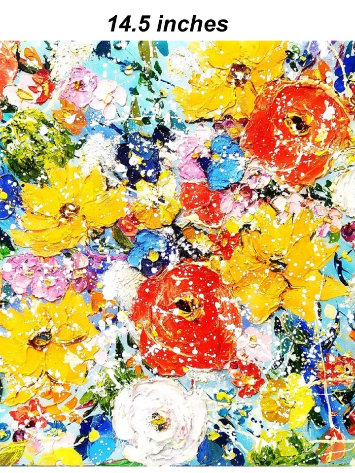 Flower Painting Poppy Original Art boho wall art Impasto Floral Painting Wildflower Meadow Artwork Floral Wall Art oil painting 15 by 15