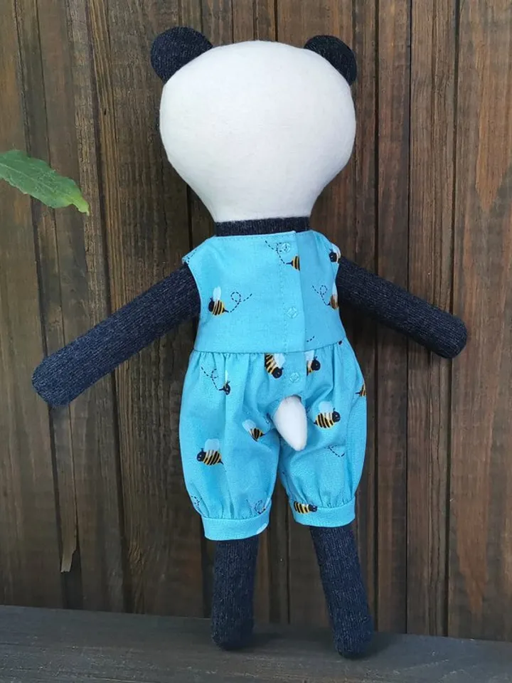 Panda soft toy, handmade plush doll, wool Chinese panda, textile stuffed toy