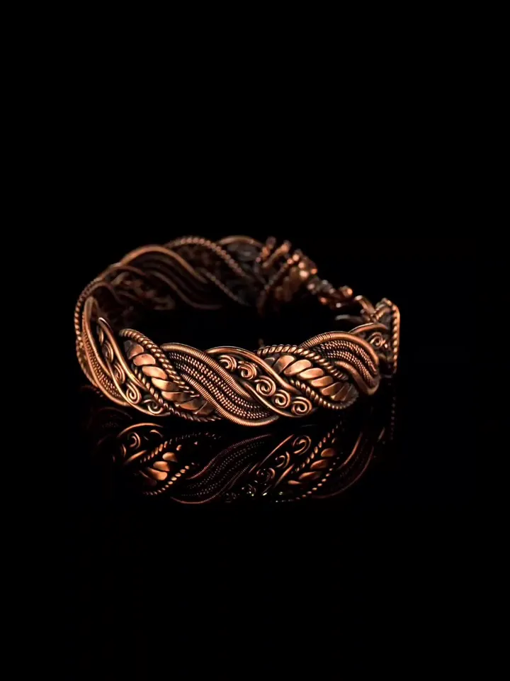 Wire wrapped copper bracelet for woman Antique style copper jewelry WireWrapArt