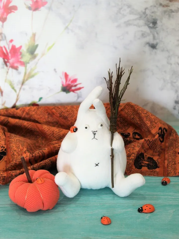 Crazy Bunny - Plush soft bunny toy, Halloween decor, funny gift for friend