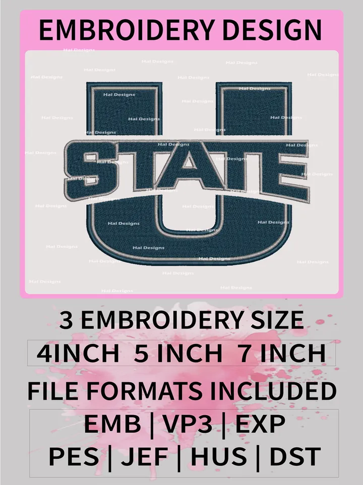 NCAA Utah State Aggies Embroidery File, 3 Sizes, 6 Formats, NCAA Machine Embroidery Design, NCAA Logo, NCAA Teams