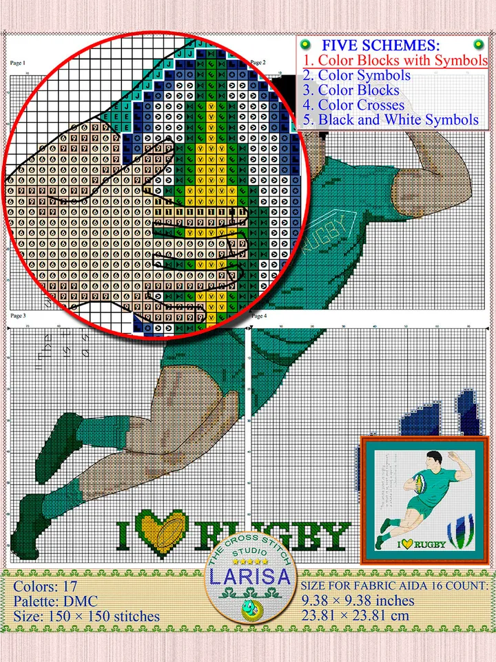 Rugby Cross Stitch Pattern | Rugby Union | Rugby Player