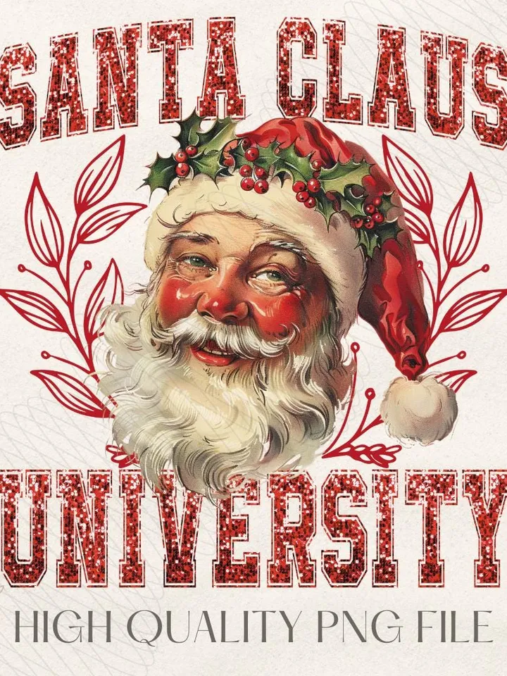 Santa Universty PNG, Retro Christmas png, Vintage Santa png, Christmas png, Santa Claus png, Merry Christmas png, Santa png, Sublimation png