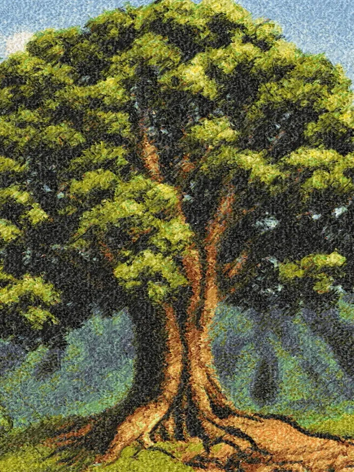 Family tree machine embroidery design for art therapy