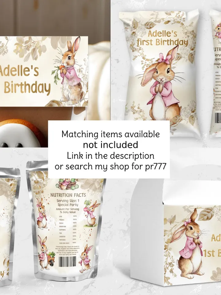 Editable and Printable Custom Sign template for 1st Baby Birthday party in Peter Rabbit style instant download and unlimited access pr777