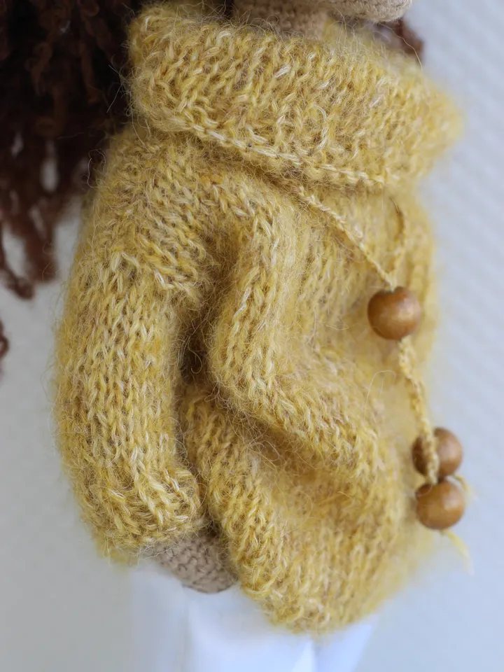 Amigurumi doll, Handmade crochet doll in clothes, Waldorf doll, Exclusive gift for a girl, Eco friendly natural doll