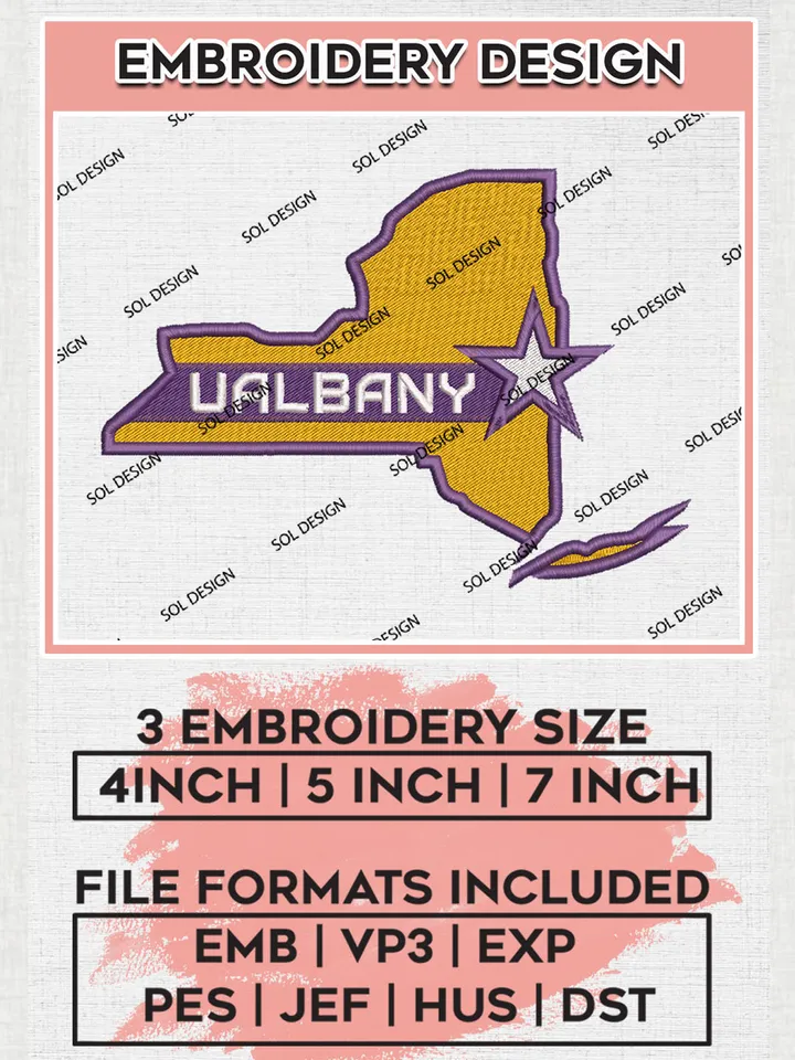 UAlbany Great Danes College Football Team Map Logo embroidery designs, NCAA UAlbany Great Danes Logo Machine embroidery files, NCAA Team Logo embroidery designs, NCAA Game Day Machine embroidery designs, Digital Download