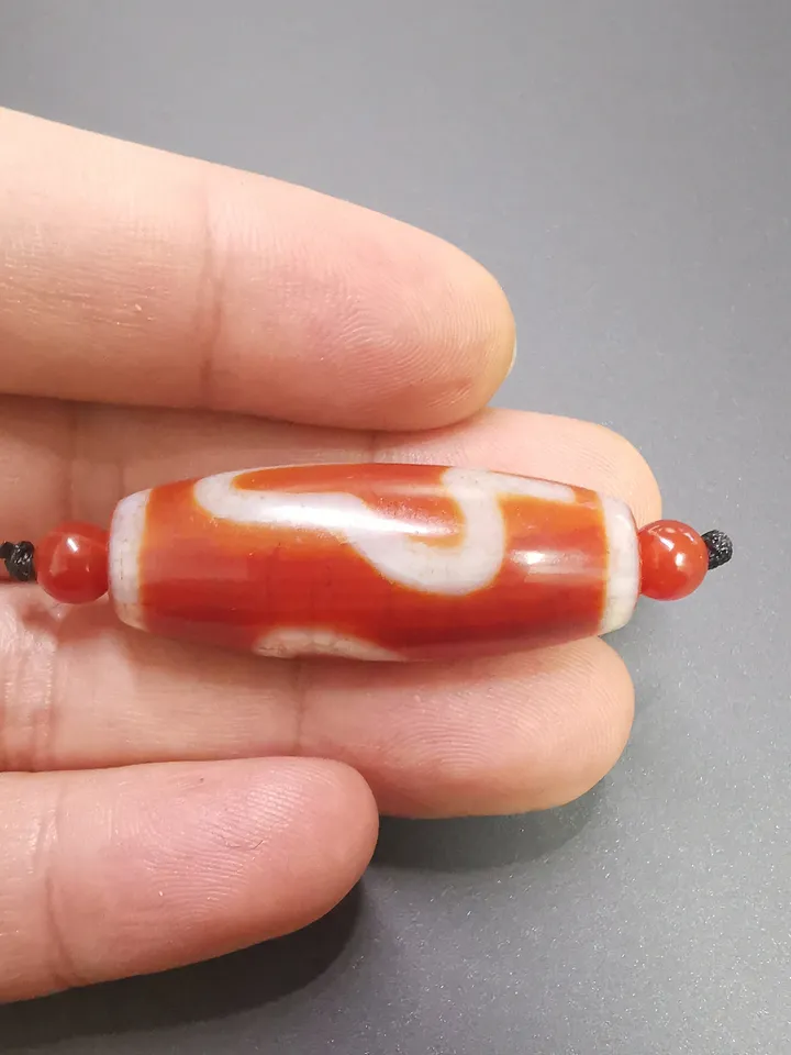 Gandhanra Antique Tibetan Dzi Bead(30 Years Old), Fire Agate Bodhi Bead,Protective Amulet Bead Pendant