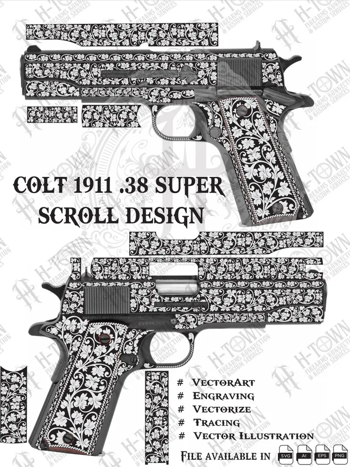 Colt 1911 .38 Super Scroll Engraving Vector File (Digital Download)