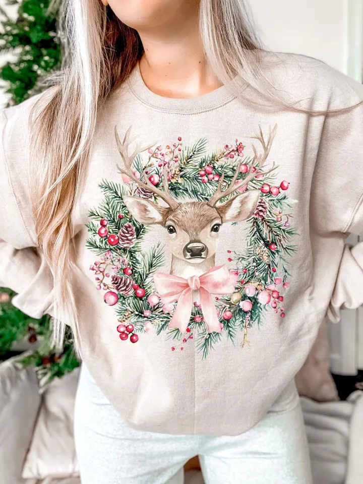 Coquette Reindeer,Christmas png,Christmas designs,Pink Christmas png,Christmas sublimation,Retro Holidays png,Holiday vibes png,Girly