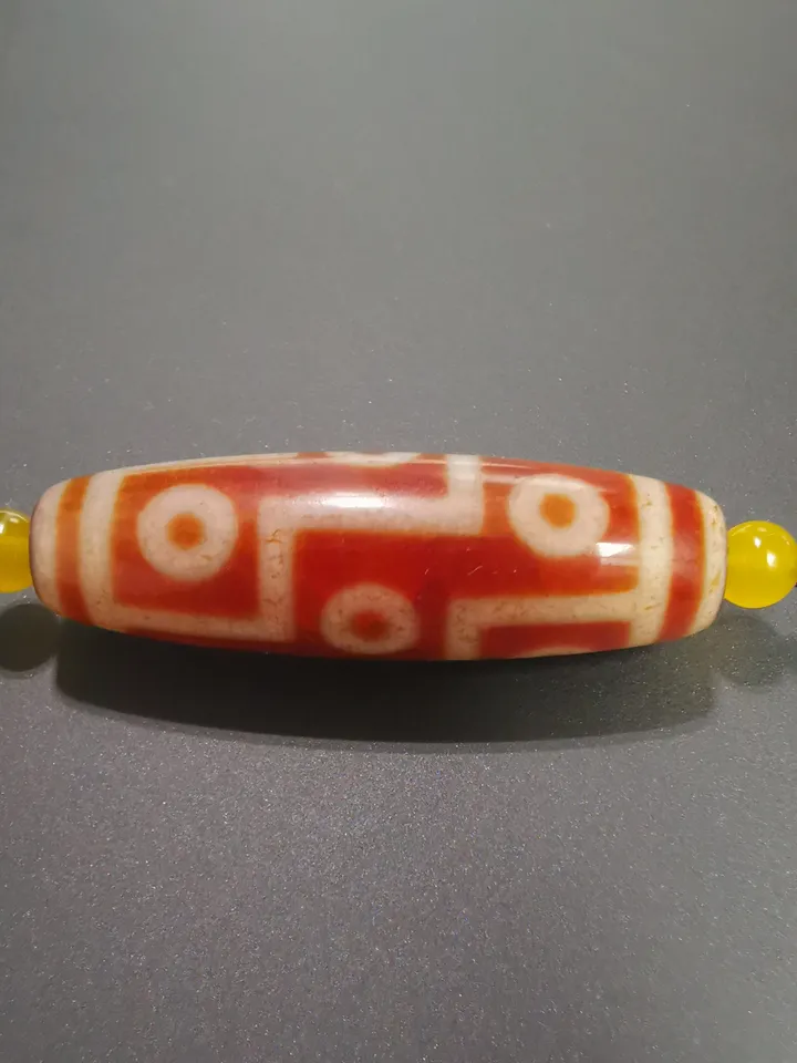 Gandhanra Ancient Tibetan Fire Agate 9 Eyes Dzi Bead, Prayer Bead, Attract Wealth and Good Luck, zee Bead