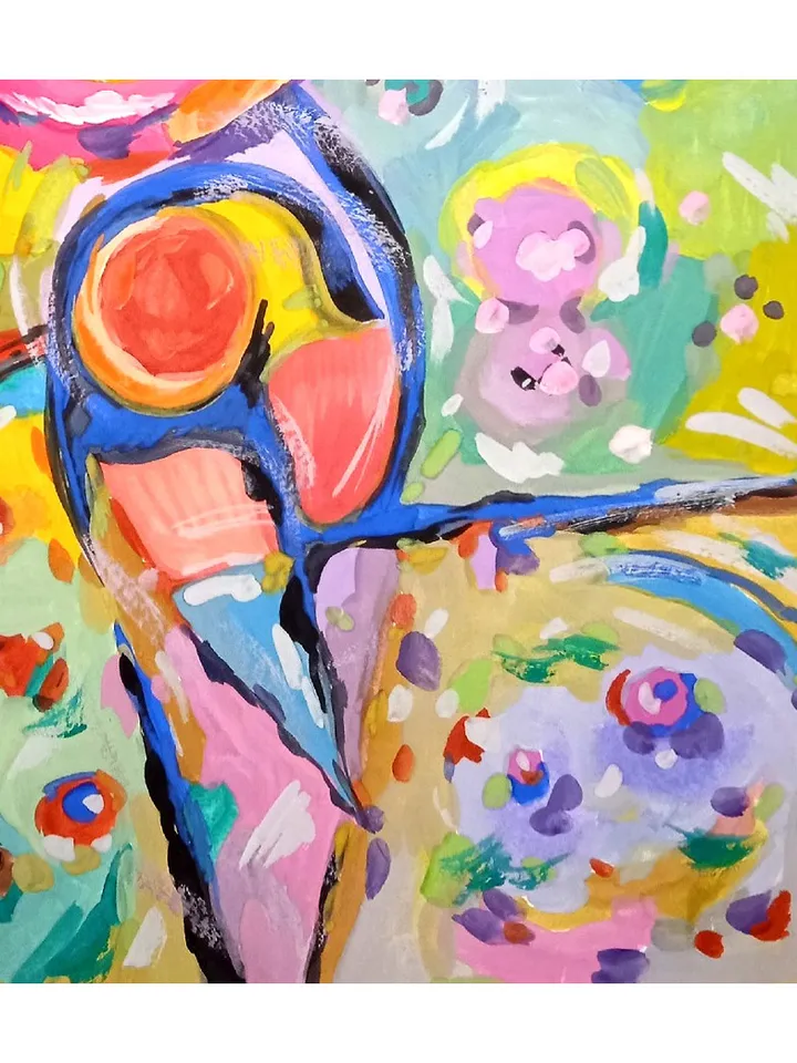 Kandinsky Flowers Style Abstract Original Art Floral Painting 14 by 12 Above Bed Art by TatianaArtShop
