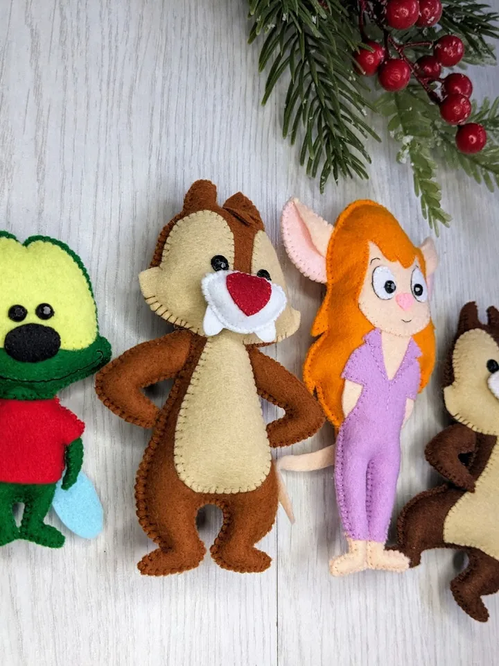 Chip 'n Dale Rescue Rangers. Gadget Hackwrench. Zipper the Fly. Set of felt toys for children