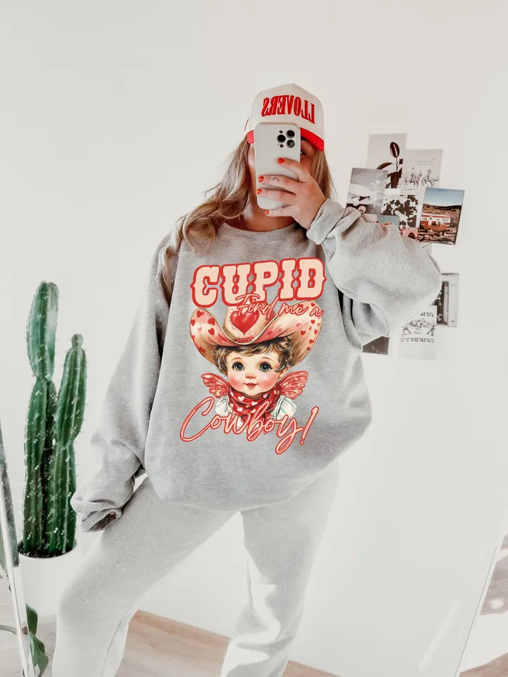 Cupid Find Me a Cowboy PNG, Western Valentines png, Valentines Cowboy png, Valentines png, Vintage Cowboy png, Cowgirl png, Western png