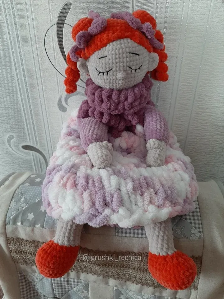 PDF Crochet Doll Pattern, Pajamas Holder, Plush Doll, Big Plush Toy, Amigurumi pajama bag, tutorial Sleeping bag pattern, plush pattern
