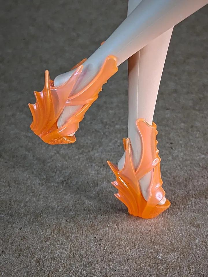 Orange transparent wedge sandals for 1/6 scale female dolls