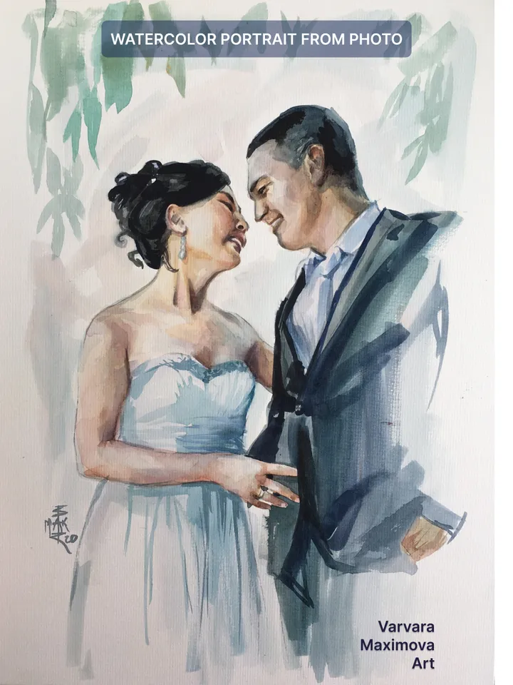 Watercolor portrait from photo