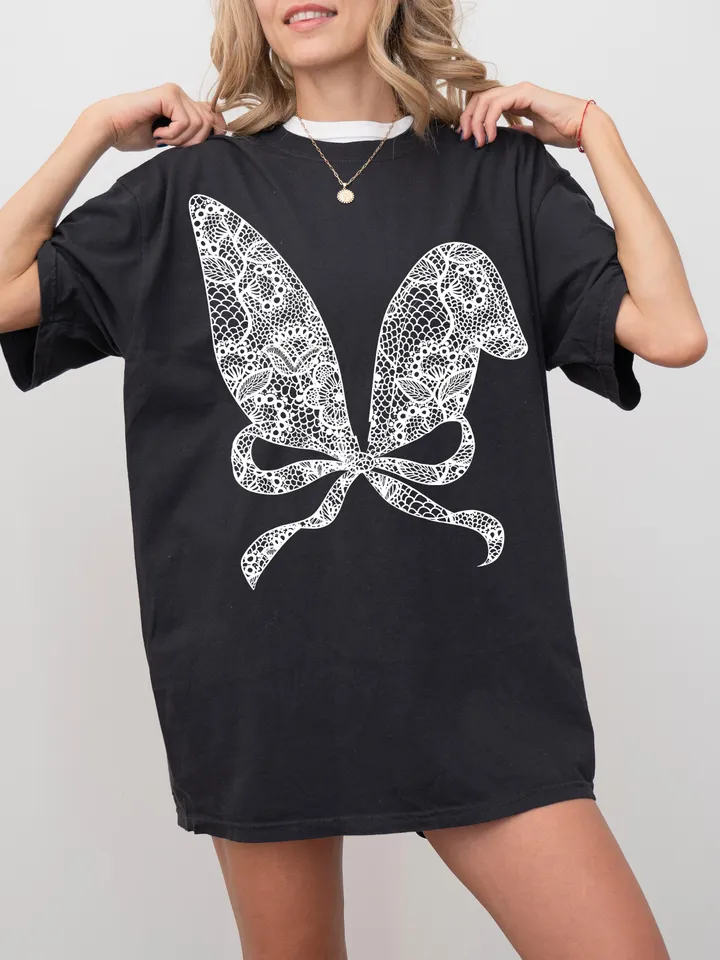 Hand Drawn Bunny Ears With Bow PNG Easter PNG Bunny PNG Faux Embroider Lace Coquette Easter Bunny Shirt Easter Original D - License Required