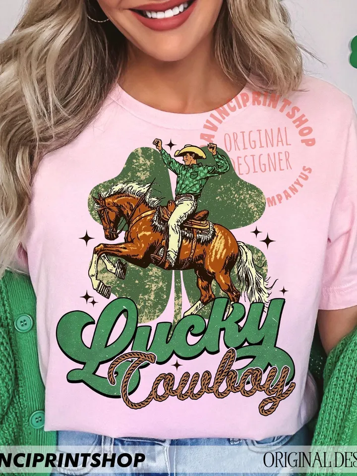 Western St Patrick’s Day png, Cowgirl Western png, Lucky Shamrock png, St Patrick’s png, Western png, Lucky Western png, Lucky png design