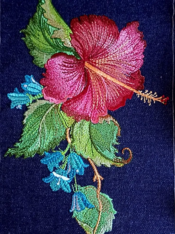 Hibiscus   Machine Embroidery Design DIGITAL EMBROIDERY