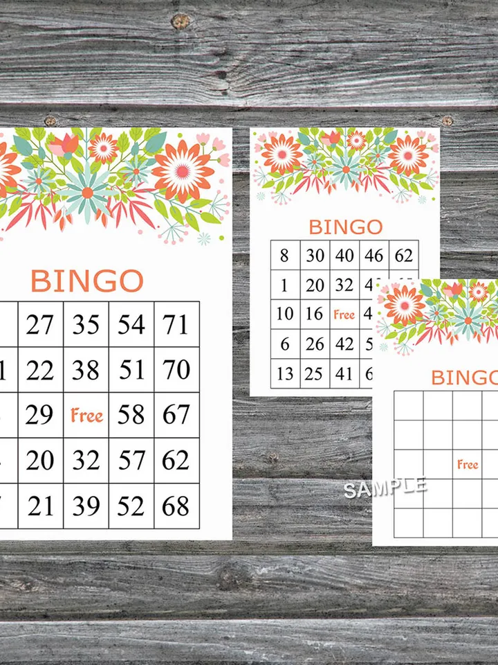 Flowers bingo game card,Floral bingo game card,Floral Printable Bingo,Flower themed bingo game,INSTANT DOWNLOAD-94