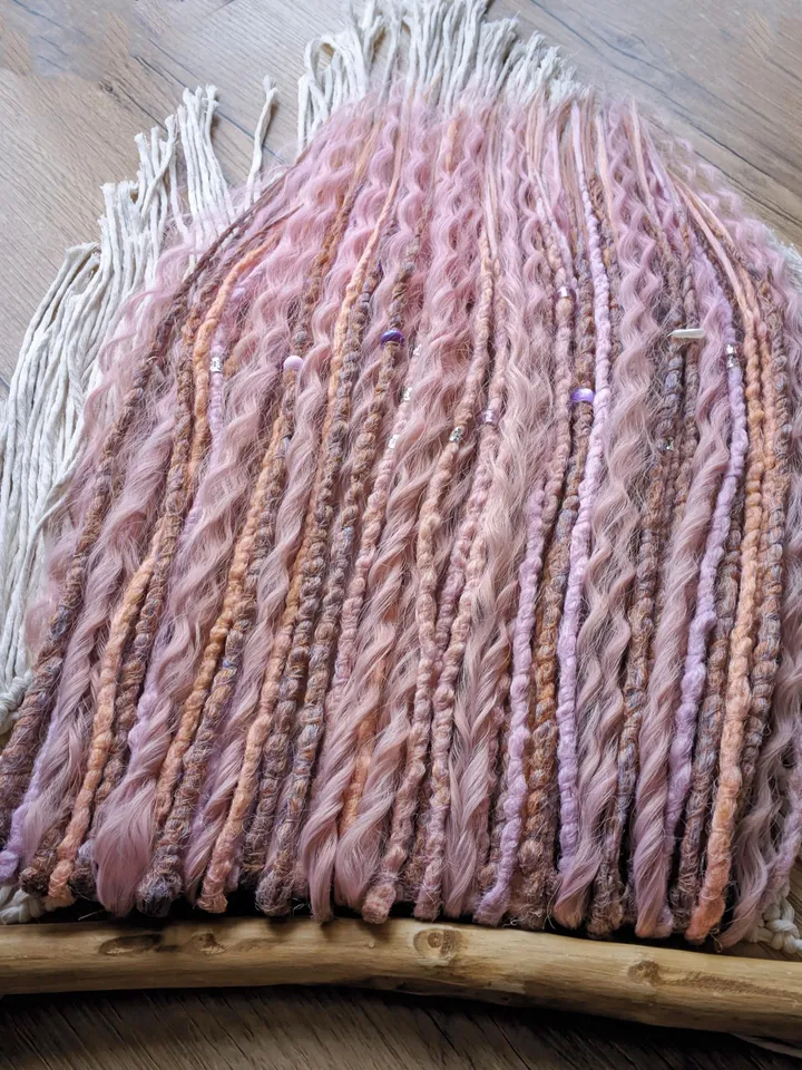 Ready to ship Full set of dreadlock extensions Pastel Double Ended dreads with curls and accessories