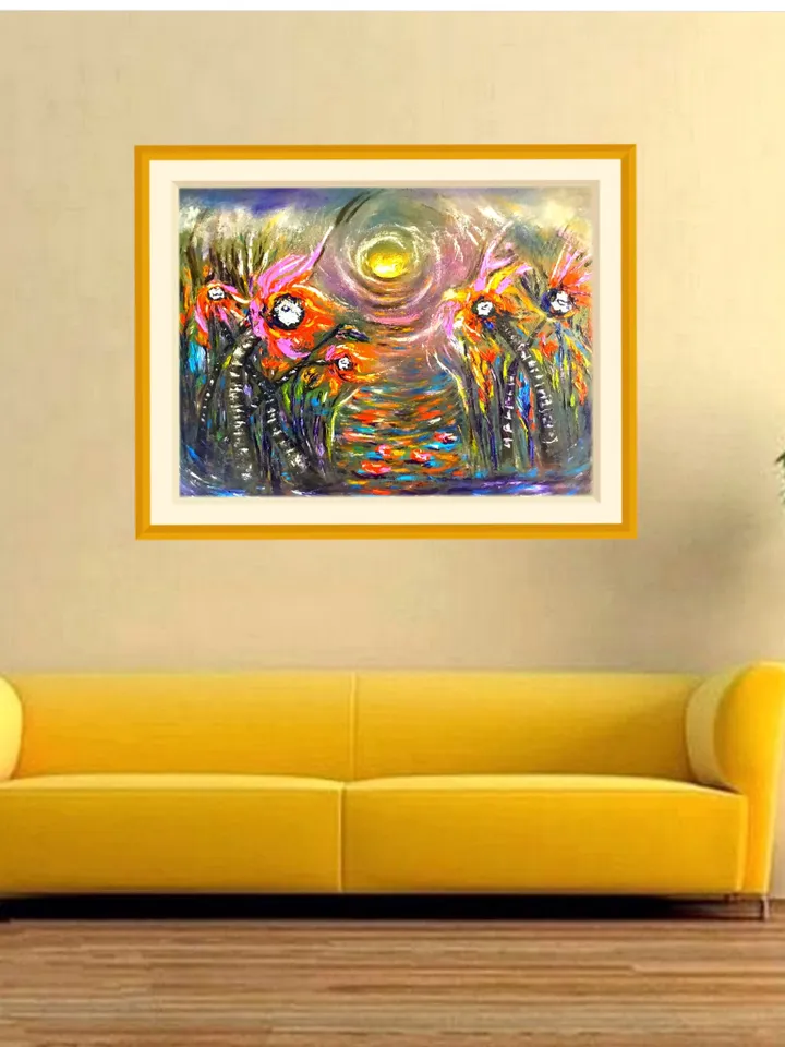 Flowers oil painting,fantasy bright flowers,abstract flowers impasto painting,hand made oil painting,home decoration.