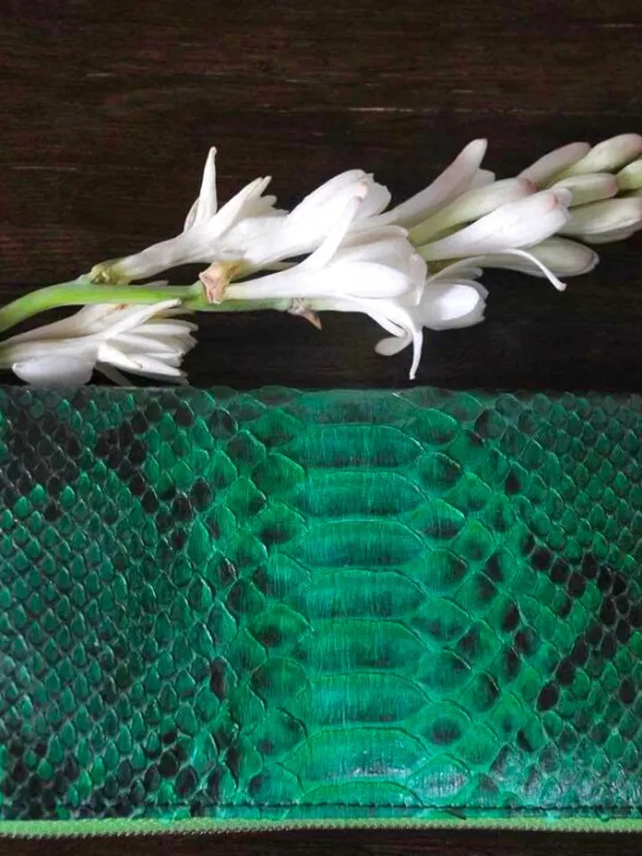 Python skin Wallet Green | Genuine Python light green Colour Wallet unisex | classy Elegant Python Genuine Leather Wallet Handmade snake